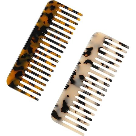 2 stycken lockigt hår kam, stor hårkam, bredtandad kam, leopardmönstrad lockigt hår kam, långvarig och lätt