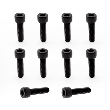 M8 Bult, 10 Stycken M8 Skruv, Svart Rostfri Stålskruv, Kolstål Sexkantbult M8 x 30 mm, Fint Utförande, Lämplig för Industri och Mekanik