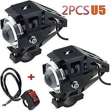 2 stk. Motorcykel Forlygte U5 LED Universal Lampe 3000Lm