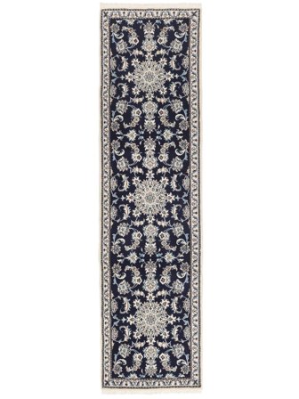 Hand Knotted Persian Nain Rug 77X286 Dark Grey/Black