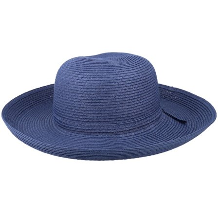 Sur la tête - Modrá straw Klobouk - Traveller Sun Hat Navy Blue Straw Hat @ Hatstore