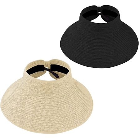 Stråhatter for kvinner Upf 50+ Visirer Sammenleggbar Bredbremmet Solhatt Kvinner Sommer Strandhatt