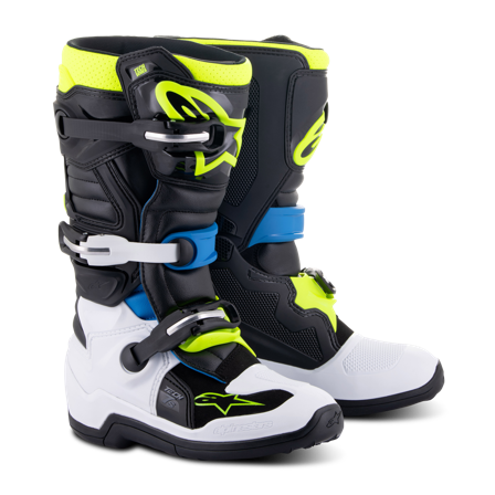 Cizme Motocross Alpinestars Tech 7S Tineret negru/Enamel Blue/galben 35,5