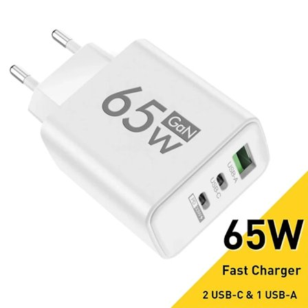 GaN Snabbladdare 65W USB Typ C Laddare EU KR PD 3.0 Snabbladdning För Telefon För iPhone 15 Xiaomi Huawei Samsung