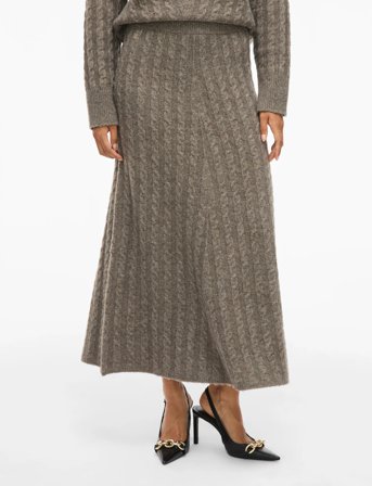 Vila Virelli Ankle Cable Knit Skirt/Bfs - Brown - XL