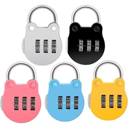 5 kpl mini 3-numeroisia yhdistelmälukkoja, yhdistelmälukko matkatavaroille