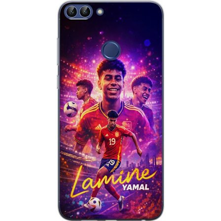 Kompatibelt Mobildeksel til Huawei Huawei P smart Lamine Yamal fotballplakat i spansk landslagstøy med dynamisk handling, fargerik sportsillustrasjon