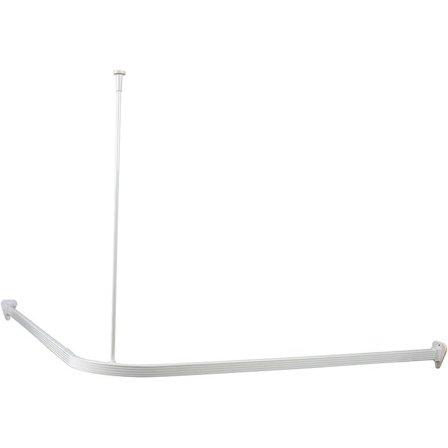 Arrow Safir Dusjforhengsstang hvit, U-vinklet, 900 mm, med takfeste, Baderom