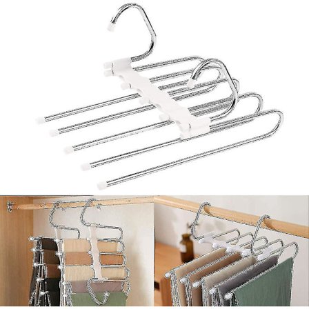 Hvid Multi-Buksestang, 2 stk. Buksestænger Pladsbesparende Stang, Magisk Multi-Stang Opbevaring, Rustfrit Stål Multifunktionel Foldbar Ikke-Glid