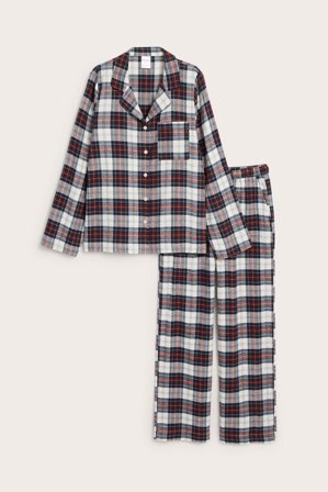 Kappahl | Piżama z flaneli, w kratę, damska | Ciemnoniebieski