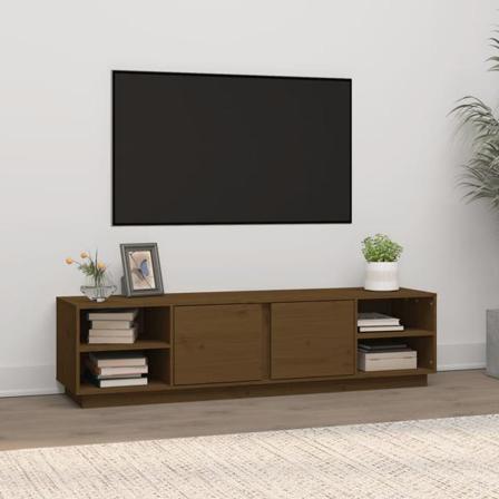 Vidaxl Tv-bänk Honungsbrun 156x40x40 Cm Massiv Furu Brun