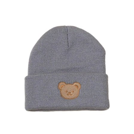 Barn Tegneserie Broderi Lue Søt Baby Bonnet Luer Vinter Varm Lue for Baby Nyfødt Lue Strikket Lue Pustende Lue Grå