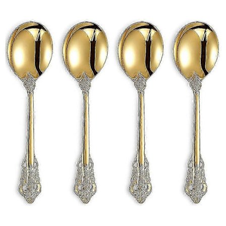 Flot rund suppeske 4, rustfrit Visions Bouillon ske, tåler opvaskemaskine, fin spejlpoleret ZBX