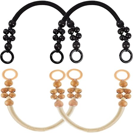 4 st Handväskehandtag 47cm Plånbokshandtag Träpärlor Rep Väska Str