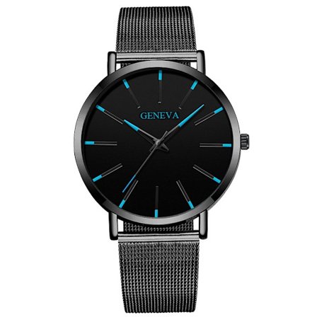 Se mænds mesh bælte business simple ultra-tynd ur rustfrit