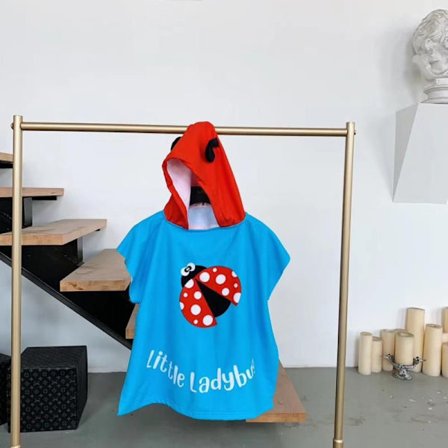En syv stjerners marihøne (60*120cm) barnas badehåndkle strandkappe, baby hettehåndklær bærbare hettehåndkle for gutter jenter absorberende 