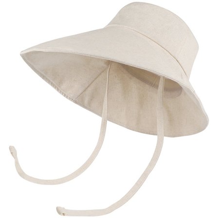 ING Naisten aurinkohattu, 17 cm, aurinkohattu, naiset, UV-suoja, UV-kestävä, säädettävä ja taitettava ranta-hattu, taitettava, leveä lieri, beige