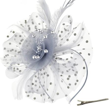 Hat Flower Mesh Ribbons Feathers på et pandebånd og en gaffelformet clip Cocktail Tea Party Hovedbeklædning til piger og kvinder