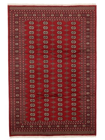 Anudada A Mano Pakistan Bukara 2Ply Alfombra 247X358 De Lana Rojo Oscuro/Negro Grande