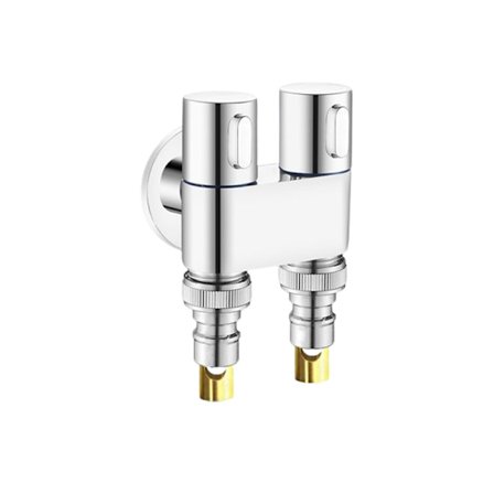 Hushållsdubbelkontroll en-i-två-ut triangulär ventil kopparminivattenmunstycke