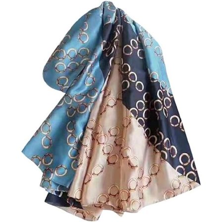 1PC Navy Blå Dame Sjal Silke Sateng Skjerf Trykt Sjal Leopard S