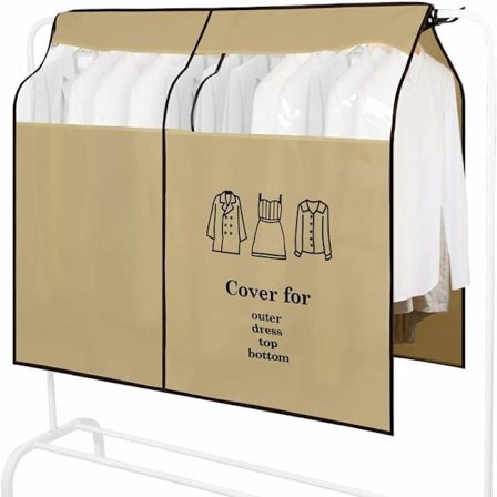 Støv- og vandtætte tøjbetræk til tøjstativ med gennemsigtigt vindue, universal tøjbetræk, beskyttelsesbetræk til skjorter, kjoler, jakkesæt og frakker
