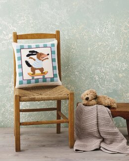 Broderikit Pude Hund på skateboard - Permin