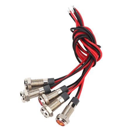 5 LED-lys IP66 6mm LED vandtæt metal advarselslys med kabel 1NO (DC3~6V)