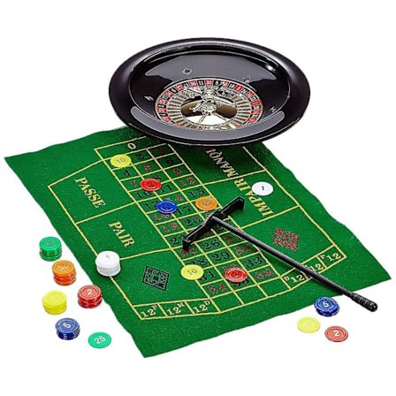 Roulette-sett 27 cm - Sett med rulett, filt, rive og kuler - Kasinospill
