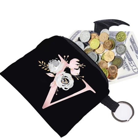 Canvas Initialer Mynt Kort Ficka Plånbok Pengahållare för Kvinnor Män Barn