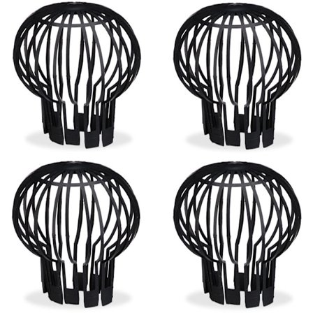 Nedløbsrørsbeskyttelse, 4 stk., plastik kurv, bladfangsrist, regnvandsrørsbeskyttelse, tagrendebeskyttelse, Ø 13 cm, sort