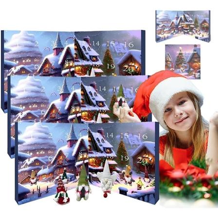 Jultomte-Adventskalender 2024, 24-dagars nedräkning med tomtedockor, 3 st 3 pcs