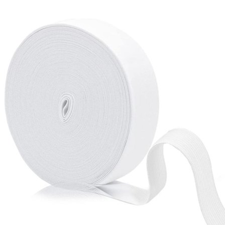 1 rulle Hvidt Fladt Elastik, 2,5 x 1000 cm Elastikbånd til Syning, Elastikbånd til Taljebånd, Syning, Elastikbånd til Tøjsyning og Skrædderi
