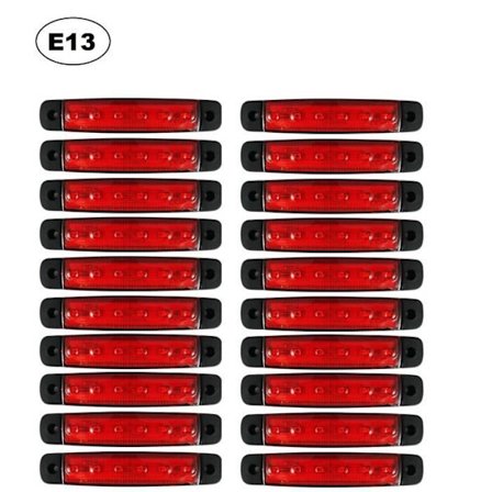20x Rød Markeringslygte 24V Bagpositionslys til Lastbil Chassis Trailer MAN DAF Volvo Scania Fiat Renault