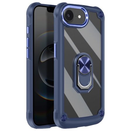 Coque Anneau - iPhone 16e - Blå - Magnetring - Stötskydd - Hybriddesign
