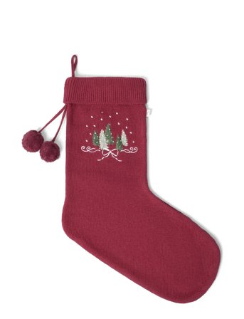That's Mine Carly Christmas Sock - Burgundy - ONE SIZE