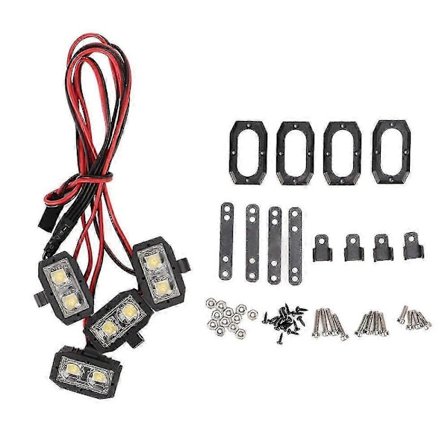 1/10 RC Bil LED Forlygter - 8LED Hvidt Lys, Slidstærk, Plastikskal, 5-7.4V RC LED Lys