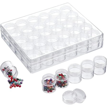 Gennemsigtig opbevaringsboks i plastik, 90 stk. med skruelåg til perler, neglekunstværktøj, organizer til små dele, beholder til smykkehåndværk