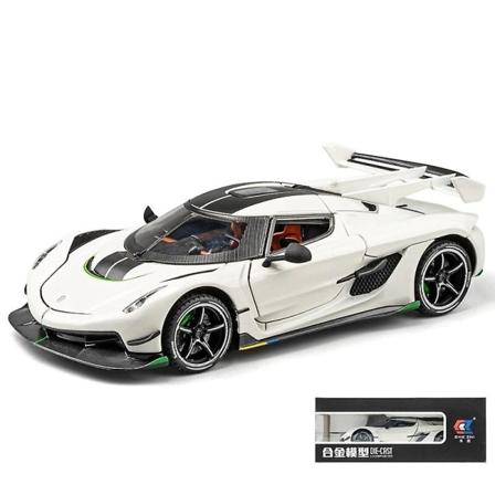 1/24 Koenigsegg Jesko Diecast metalliseos metallilelu auto miniajoneuvo malli vedett v takaisin ni valoovet avattava kokoelma lahja WHITE