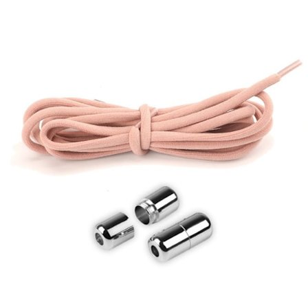 2 stk. lyserøde med sølvspænde uden slips metal kapselspænde uden tre generationer af elastiske snørebånd elastiske dovne elastiske snørebånd