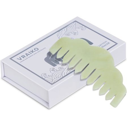 Naturlig Jade Kam Hovedmassager, Hovedbundsmassage Kam og Gua Sha Skrabeværktøj, Meridian Massageværktøj til Hovedpleje og Afslapning (Premium Serpen