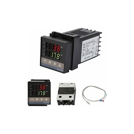 REX-C100 PID Temperaturregulator, Digital Termostat Kit AC110V-240V, 0°C-1300°C, LED Digital Temperaturregulator med Alarm
