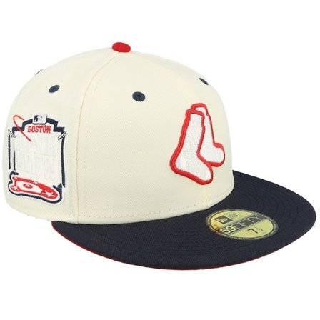 New Era - MLB White fitted Czapka Z Daszkiem - Boston Red Sox Scarlet Swirl 59FIFTY 99 Chrome/Navy Fitted @ Hatstore