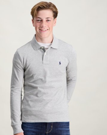 Polo Ralph Lauren BASIC MESH-SLIM POLO-TP-KNT Grijs Polo-/rugbyshirts Jongens - Kids Brand Store