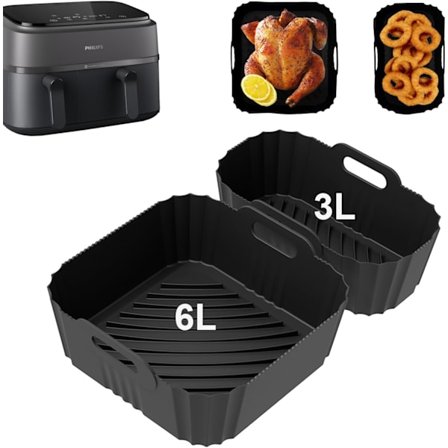 Silikonform varmluftsfrityrkoker, tilbehør til Philips Dual Basket Airfryer 3000-serien 6L/3L, varmluftsfrityrkoker, silikonform, airfryer-tilbehør 