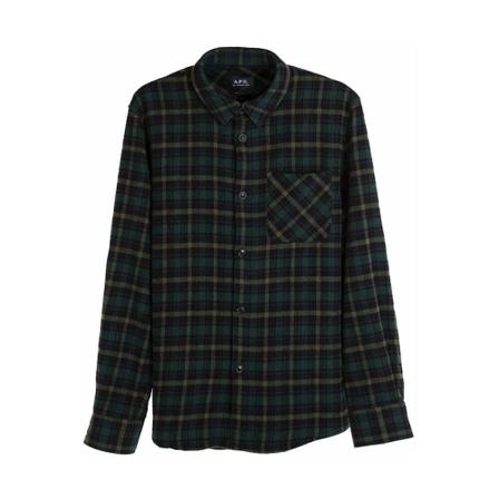 A.p.c. - Skjortor - Grön - Herr - Storlek: L, Herr, Storlek: L
