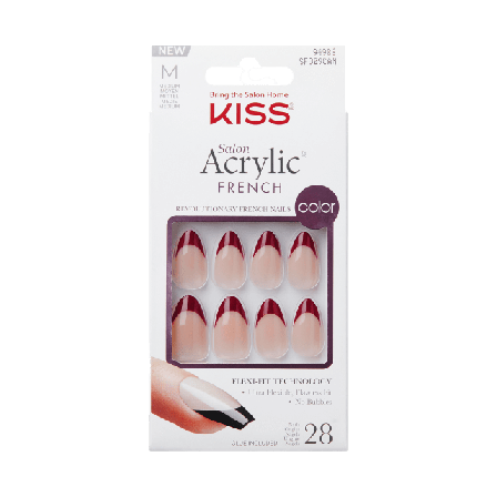 Kiss Salon Acrylic French Color - Catchy Lösnaglar & dekoration Unisex Svart 28 PCS
