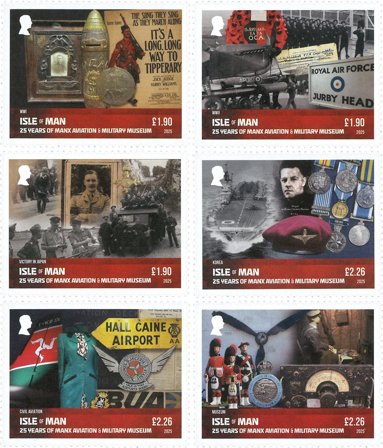 Isle of Man - Luftfart- og militær museum 25 år - Postfrisk sæt 6v