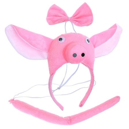 3 stk. Barne Dyreører Hodebånd Fest Bånd Og Hale Cosplay Kostyme Fest Gjenstander (gris)