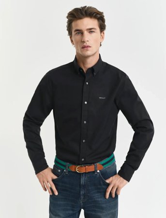 GANT Slim Pinpoint Oxford Shirt - Black - XL